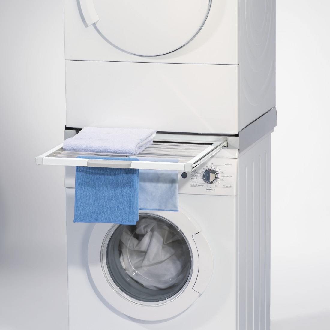 awx Druckfähige Anwendung - Xavax, Zwischenbausatz für Waschmaschinen/Trockner, integrierter Wäscheständer