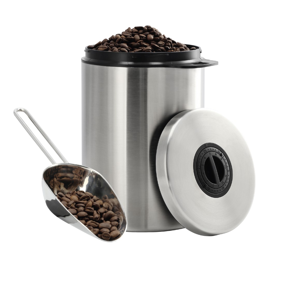 abx Druckfähige Abbildung - Xavax, Edelstahldose für 1 kg Kaffeebohnen, mit Schaufel