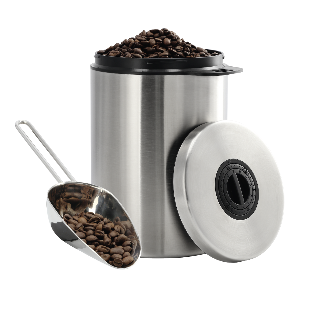 abx High-Res Image - Xavax, Boîte en acier inoxydable pour 1 kg de grains de café, avec pelle
