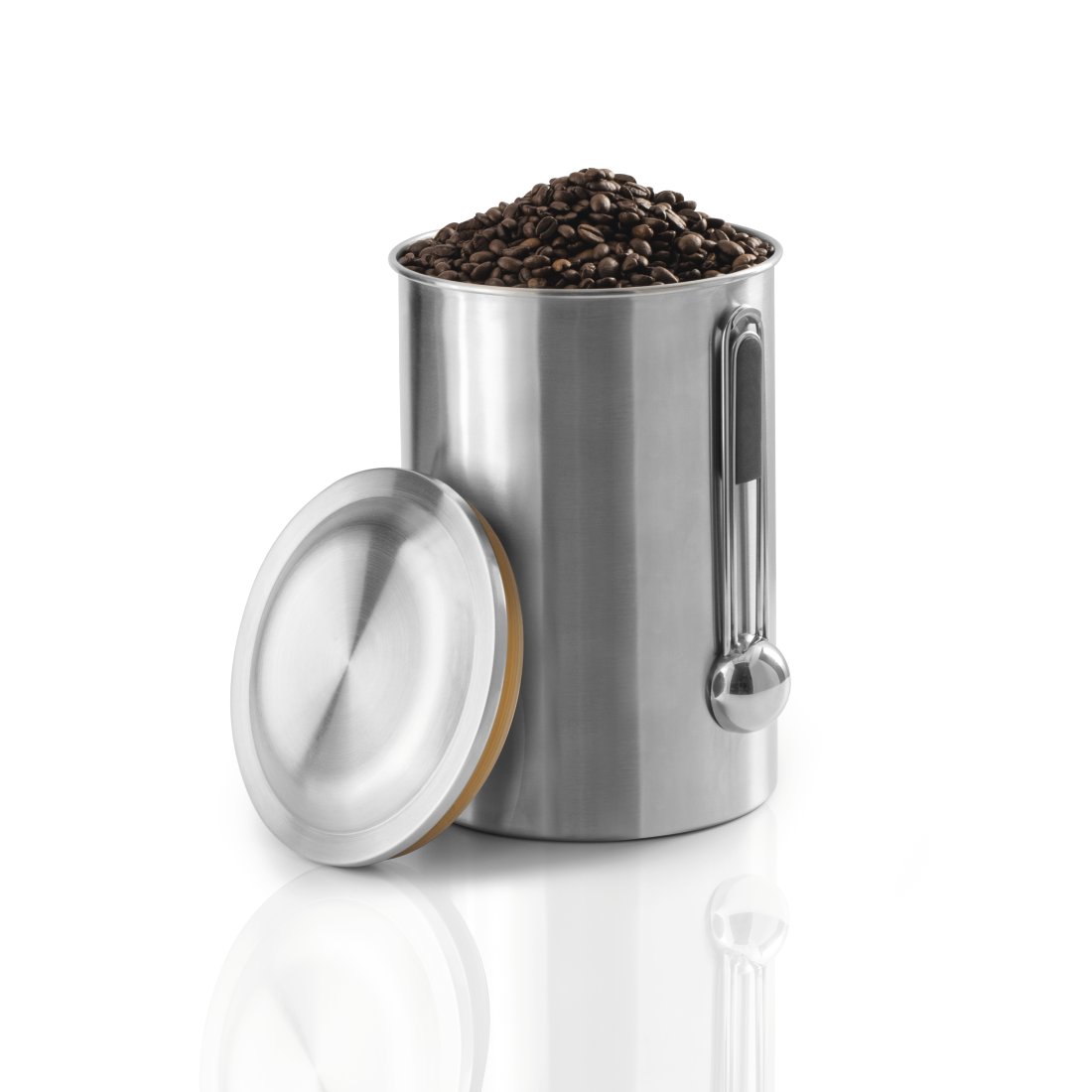 abx2 High-Res Image 2 - Xavax, Boîte en acier inox. pr 1 kg de grains de café, avec cuillère, argent.
