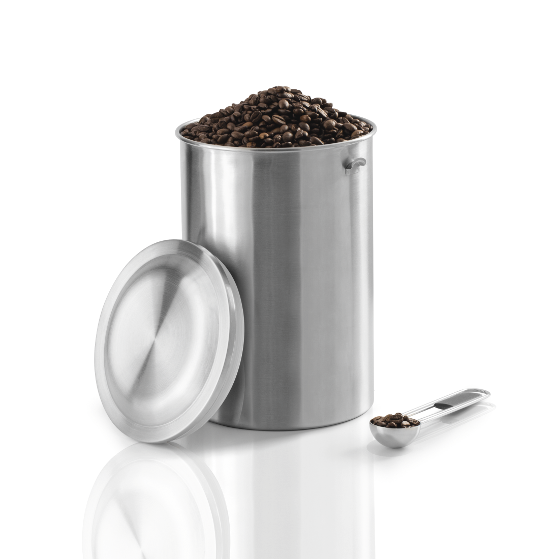 abx3 Druckfähige Abbildung 3 - Xavax, Edelstahldose für 1 kg Kaffeebohnen, mit Löffel, Silber