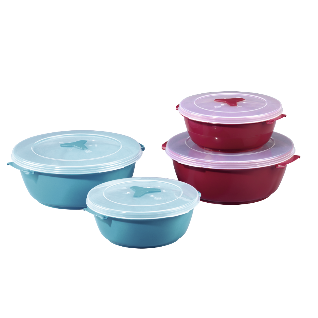 abx High-Res Image - Xavax, Round Microwave / Freezer Container Set, 2 Pcs., turquoise / burgundy