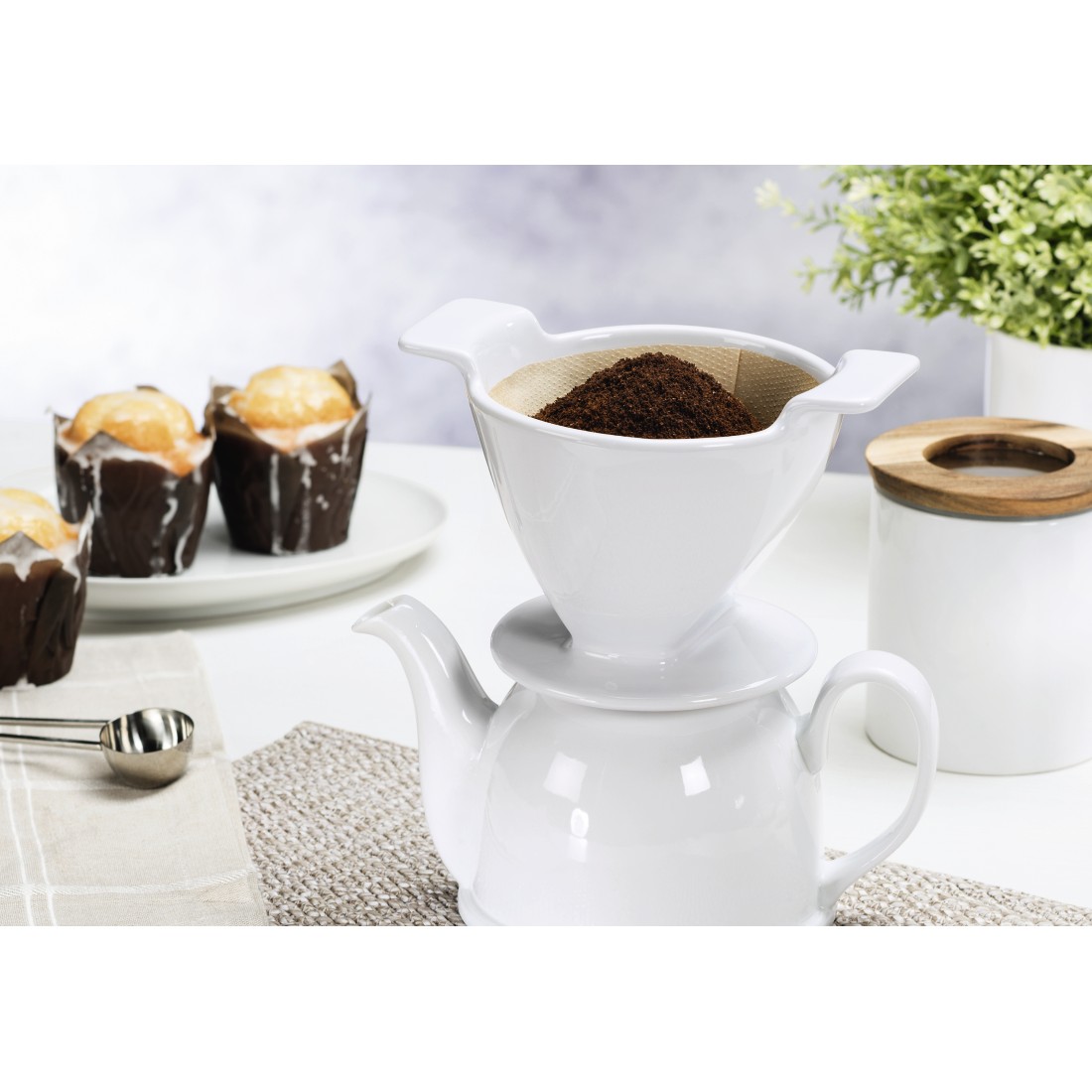 awx Druckfähige Anwendung - Xavax, Kaffeefilter aus Porzellan, Größe 4, Weiß