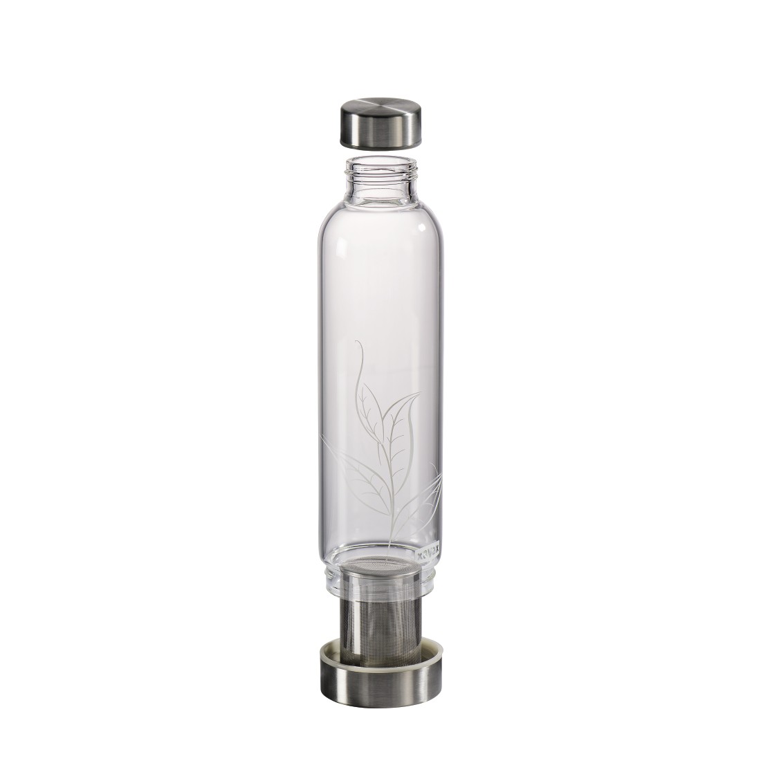 dex5 Druckfähiges Detail 5 - Xavax, Glas-Trinkflasche mit Sieb und Neoprenhülle, 500 ml, Schwarz