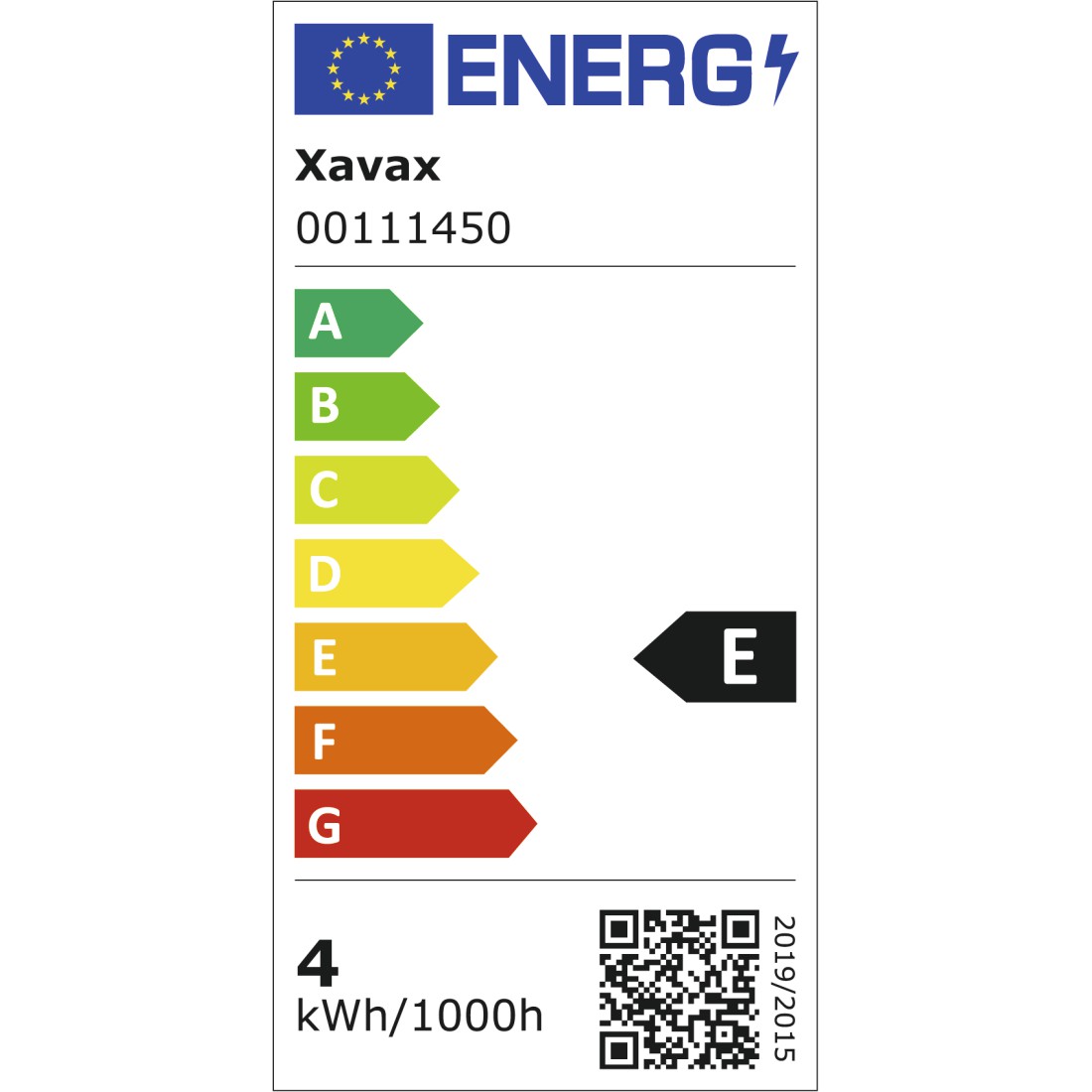 eex Druckfähige Energieeffizienz-Grafik - Xavax, Ampoule fil. LED, E14, 470lm rempl. 40W, pour réfrigérateur/hotte