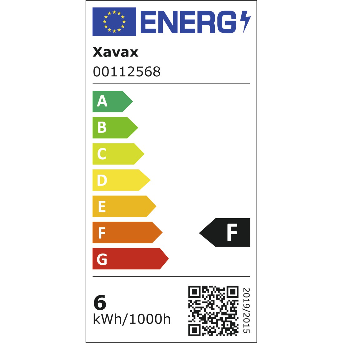 eex Druckfähige Energieeffizienz-Grafik - Xavax, LED-Lampe, E27, 630lm ersetzt 50W, Glühlampe, Warmweiß, Vollglas