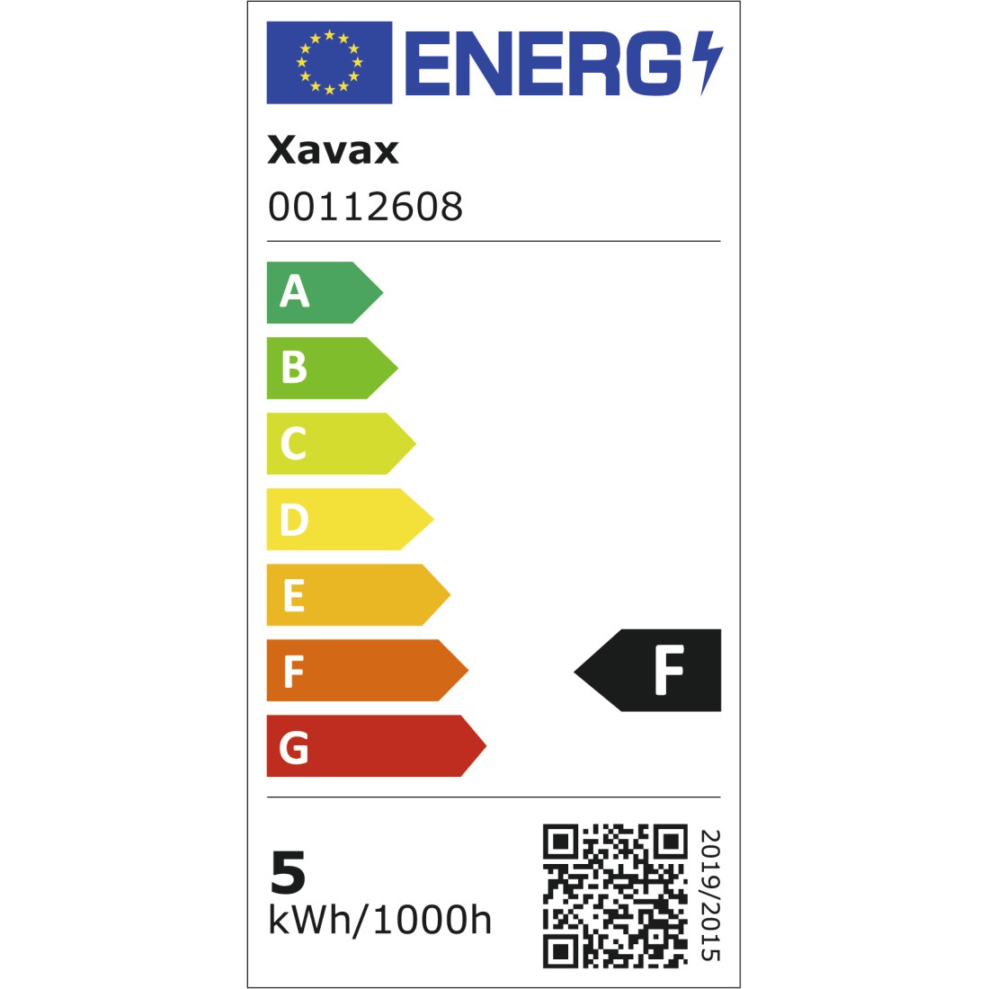 eex Druckfähige Energieeffizienz-Grafik - Xavax, LED-Filament, E14, 470lm ersetzt 40W, Tropfenlampe, matt, Warmweiß, dimmbar