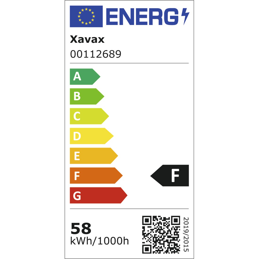 eex Druckfähige Energieeffizienz-Grafik - Xavax, Lampe fluorescente T8, G13, 58W, 150 cm, blanc neutre