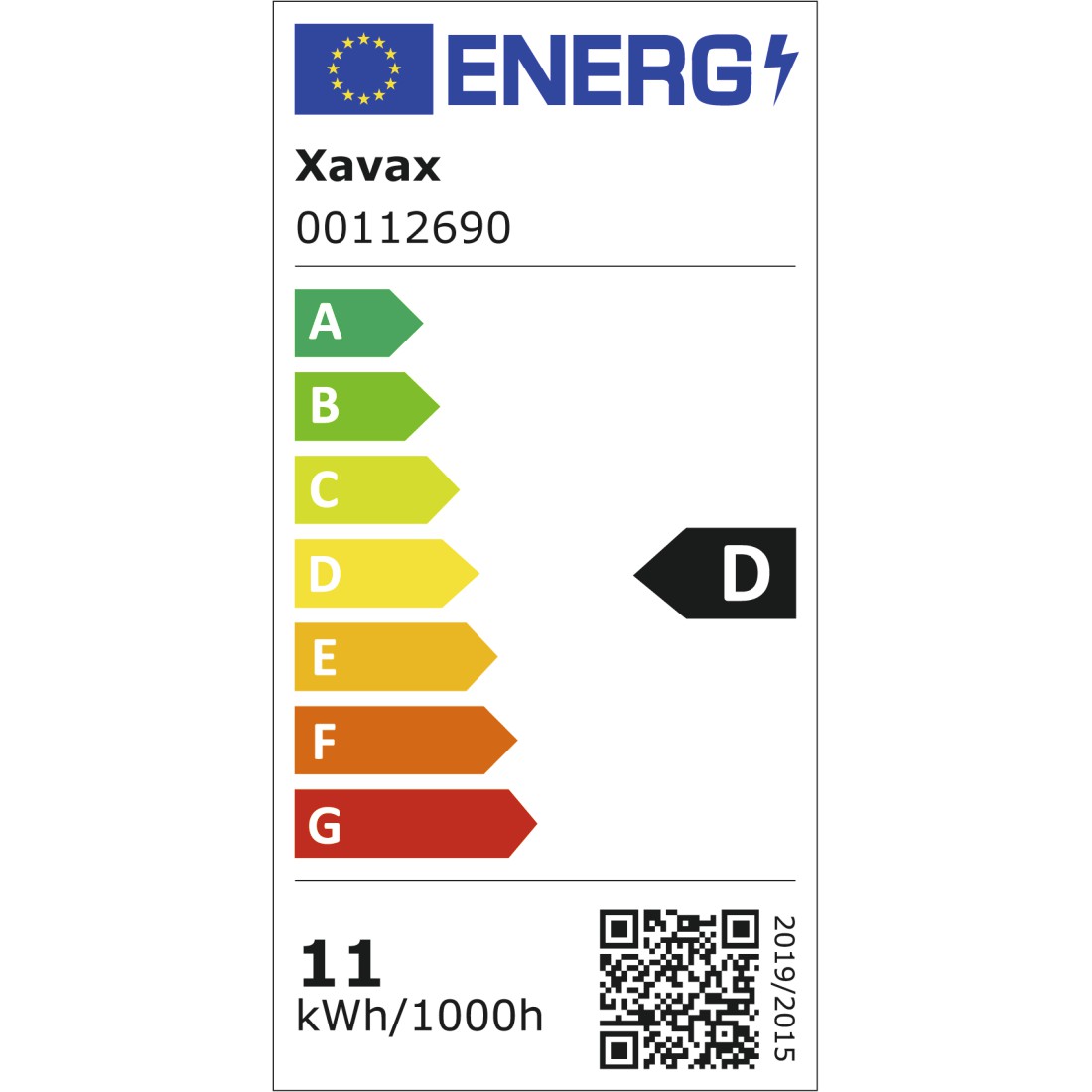 eex Druckfähige Energieeffizienz-Grafik - Xavax, Ampoule filam. LED, E27, 1521lm rempl. 100W, amp. inc., mate, blc ntre