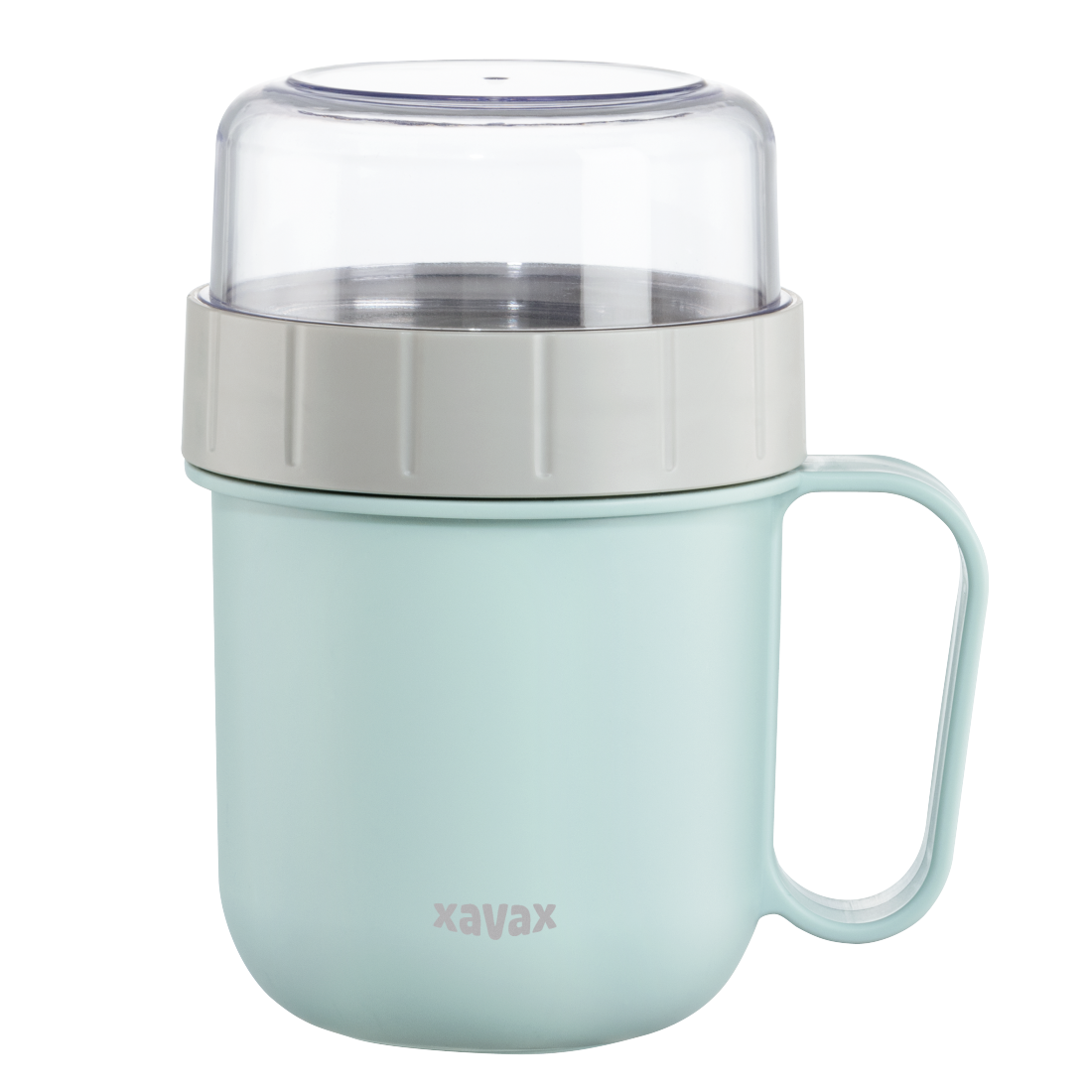 abx High-Res Image - Xavax, Cereal Mug To Go, with Topper, 2 Compartments, 500 + 200 ml, pastel blue/grey