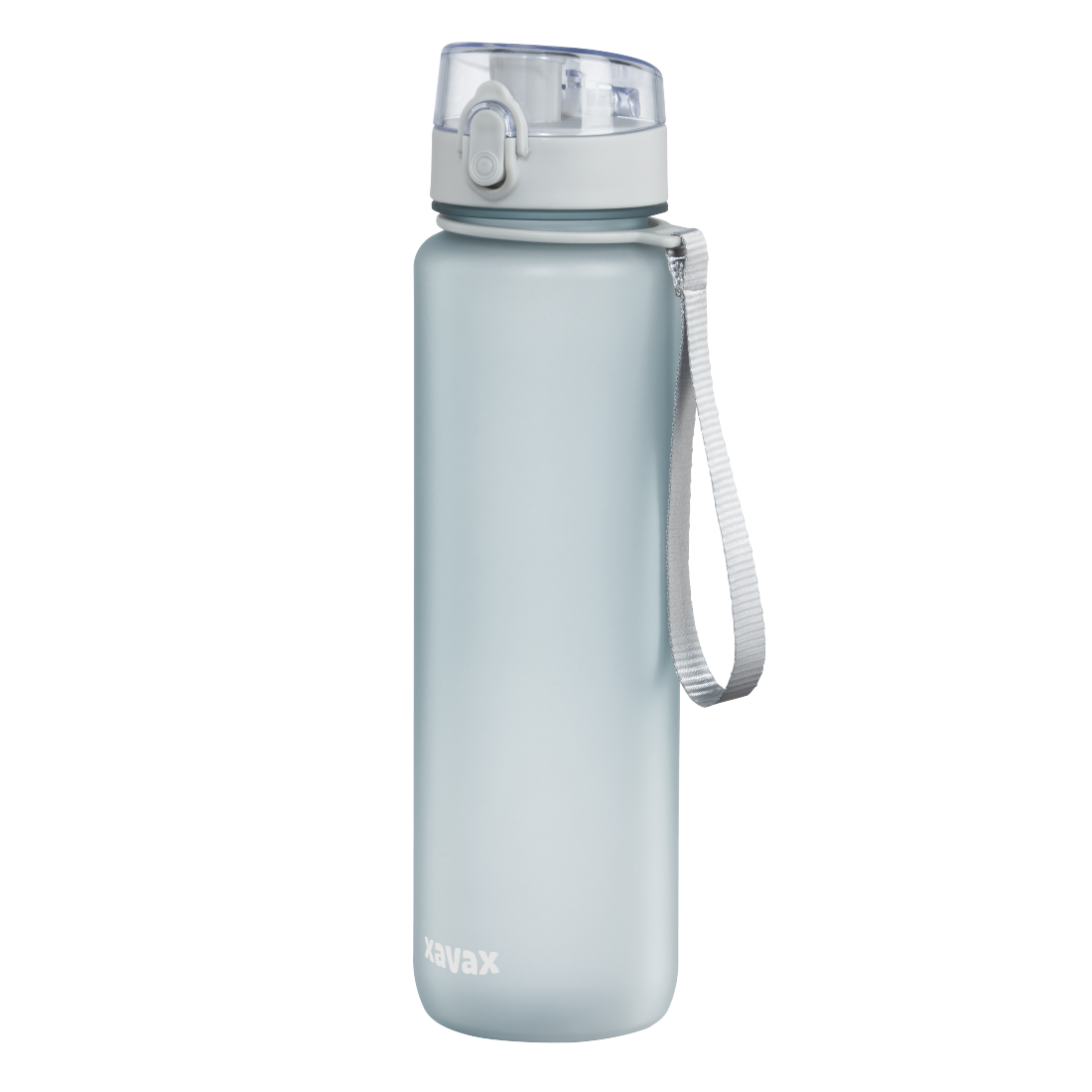 abx Druckfähige Abbildung - Xavax, Sport-Trinkflasche, 1 l, auslaufsicher, Schlaufe, Einhandverschluss, Blau